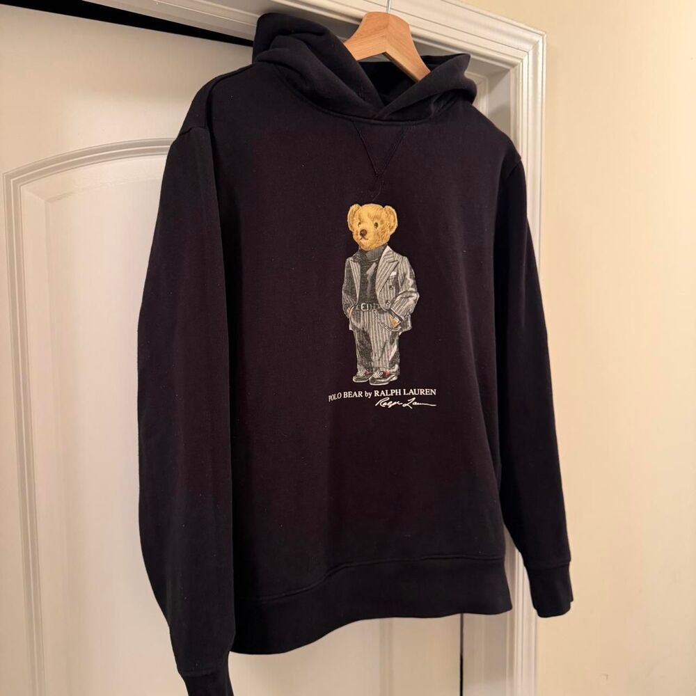 Polo Ralph Lauren Polo Tuxedo Bear Hoodie Mens Small Black Graphic Preppy Y2K